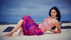 Sand woman Beaches daylight models photo shoot black hair nude 