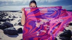 Sand woman Beaches daylight models photo shoot black hair nude 