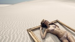 Sand woman modern stockings lingerie models bra panties deserts 