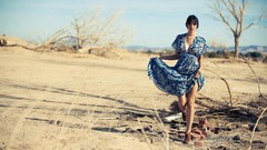 Sand woman outdoors models photo shoot black hair Michael 