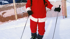 Santa clause is Skiing