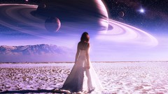 Saturn planets science fiction outer space digital art qauz 