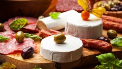 Sausages cheese olives