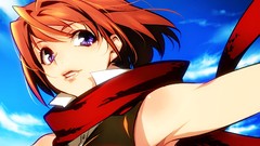 Scarfs anime girls blue eyes mai hime tokiha mai orange hair 