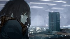 Scarfs brunettes original characters Loundraw