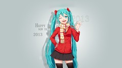 Scarfs hatsune miku vocaloid twintails hair ornaments aqua hair 