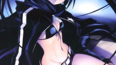 Scars anime girls blue eyes black rock shooter black hair 