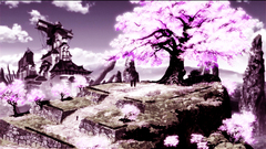 Scenic asian architecture cherry