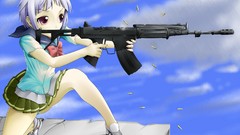 School anime girls purple eyes Rifles Upotte!!