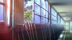 school broom Anime indoors window hallway