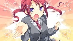 School uniforms game cg purple eyes redheads visual novels 