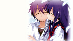 School uniforms kissing purple
