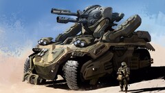 science fiction artwork tank War soldier concept art vehicle