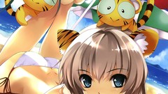 Sea Animals water clouds feet Umbrellas Tigers vertical tongue 