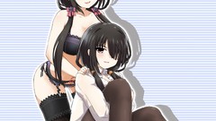Sea anime girls pantyhose bra black hair date a live tokisaki 