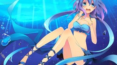 Sea Anime underwater blue hair anime girls blue eyes vocaloid 