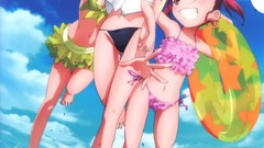 Sea clouds Anime running Beaches long hair anime girls 