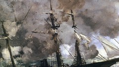 Sea clouds Boats French paintings impressionism artwork Manet