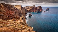 Sea clouds coast Australia Rocky cliffs dark cloud