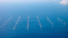 Sea clouds ocean windmills wind turbines wind generators