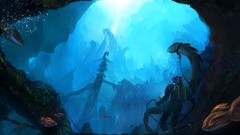 Sea diver underwater Underwater World creatures artwork fantasy 