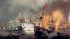 Sea fire ships paintings battles Ivan Aivazovsky