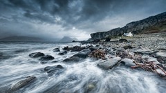 Sea gray rocks beach house