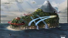 Sea hills Islands Japanese artwork commercial trainers