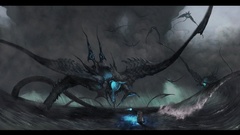 Sea monster Cool flying background over looking