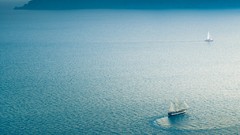 Sea Mountains ships bay seascape cruise ship