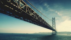 Sea nature Bridges skyscapes Akashi Kaikyo bridge