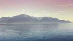 Sea nature mountain range