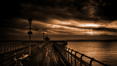 Sea nature water dark silence evening peace footbridge