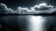 Sea night Mountains clouds skies West crater lake