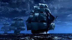 Sea night ocean ships sailing sailing ships