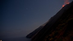 Sea night Stars Boats eruption Volcanoes Italy italia Aeolian 