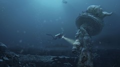 Sea ocean fish diver torch underwater apocalyptic Statue of 