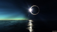 Sea ocean moon Waterworld eclipse reflections digital art