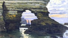 Sea paintings impressionism Claude Monet rock formations Etretat