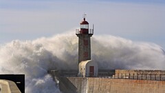 Sea Portugal light house waves water