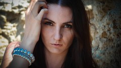 Sea rock eyes woman park street