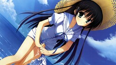 Sea summer anime girls Natsuzora Kanata Anime hat