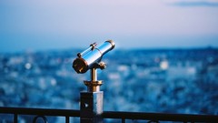 Sea telescope fences bokeh blurred background
