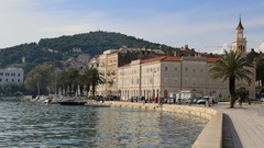 Sea water Boats Europe Split palm trees croatia buildings 