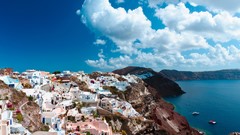 Sea water clouds Greece santorini rocks houses