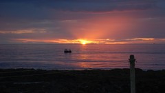 Sea water sun Boats evening Scotland skies sundown