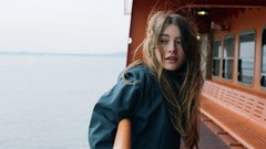 Sea water woman Boats long hair green eyes brunettes models 