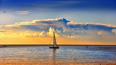 Sea widescreen sail boat