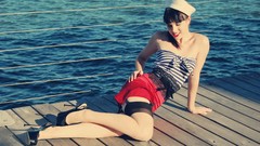 Sea woman retro pin faces sailor high heels Lita