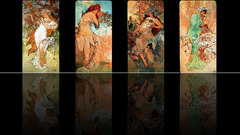 Seasons Alphonse Mucha panels